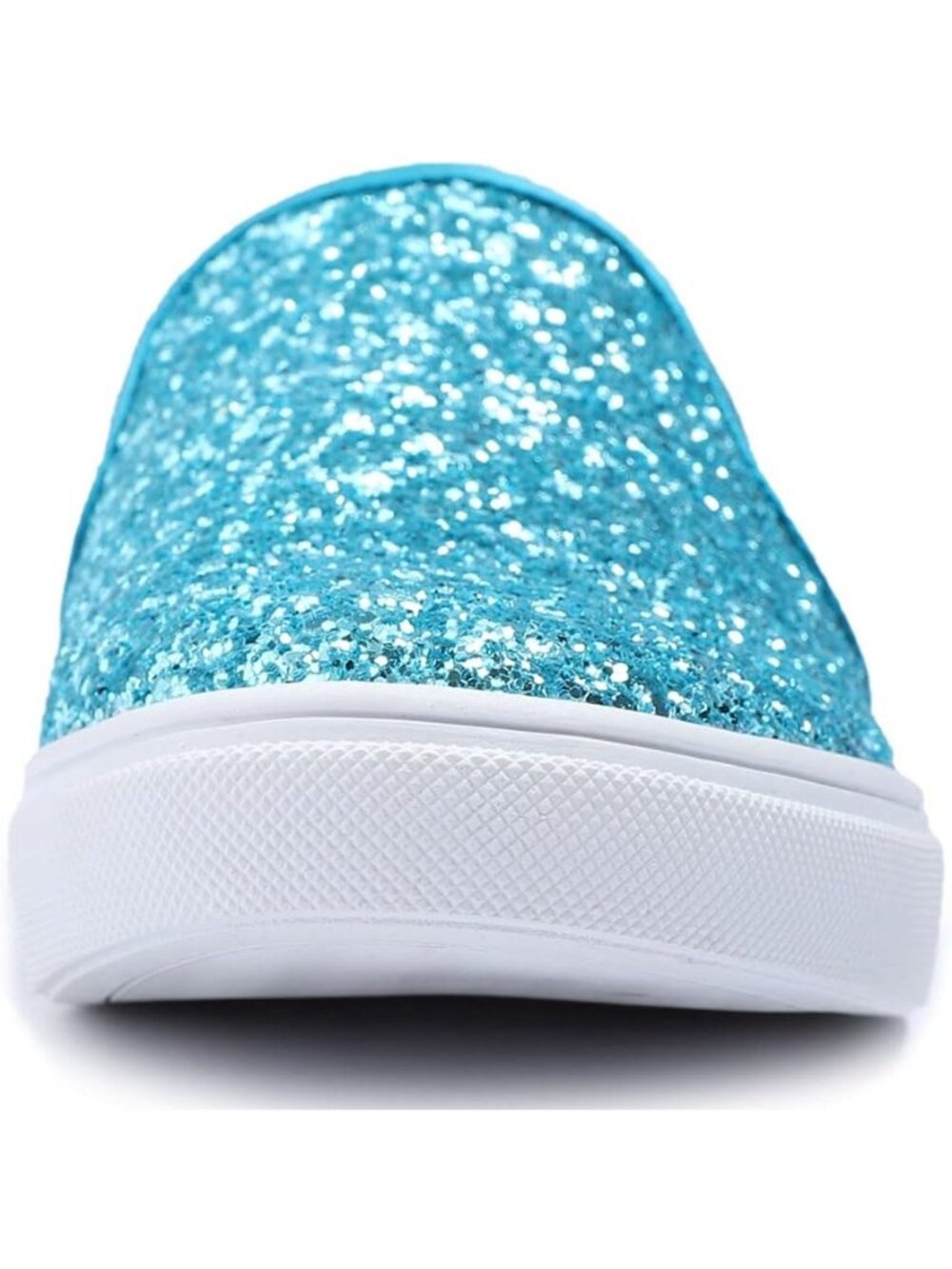 Women's Turquoise Glitter Fashion Slip-On Flat Loafer Elegant Classic Sneaker - Picture 3 of 6